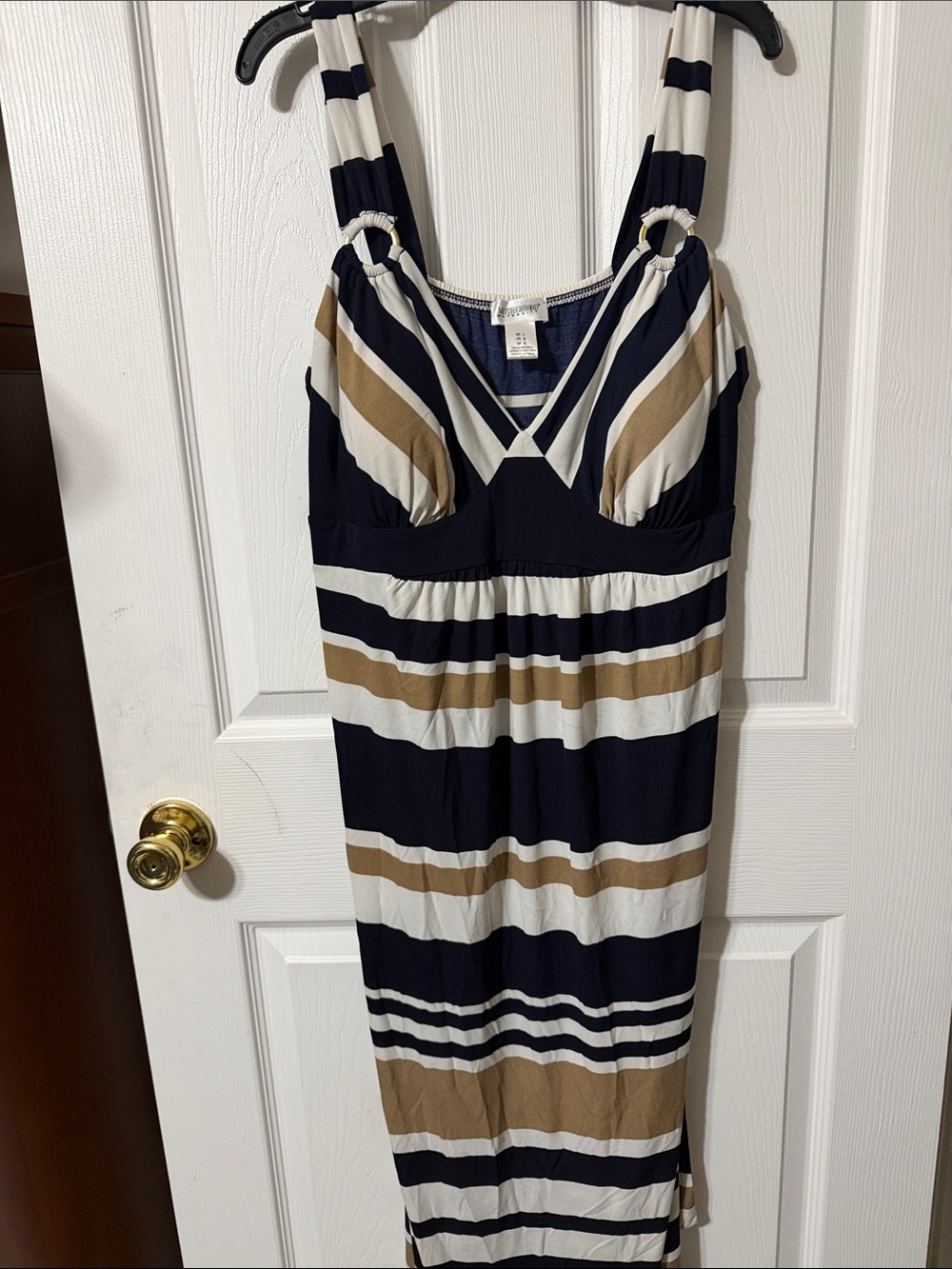 Motherhood Maternity Stripped Navy, White & Tan Kids One-Piece Dress